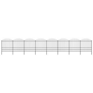 Vidaxl Záhradný plot s hrotmi,  oceľ (1, 75-2)x13, 6 m,  čierny