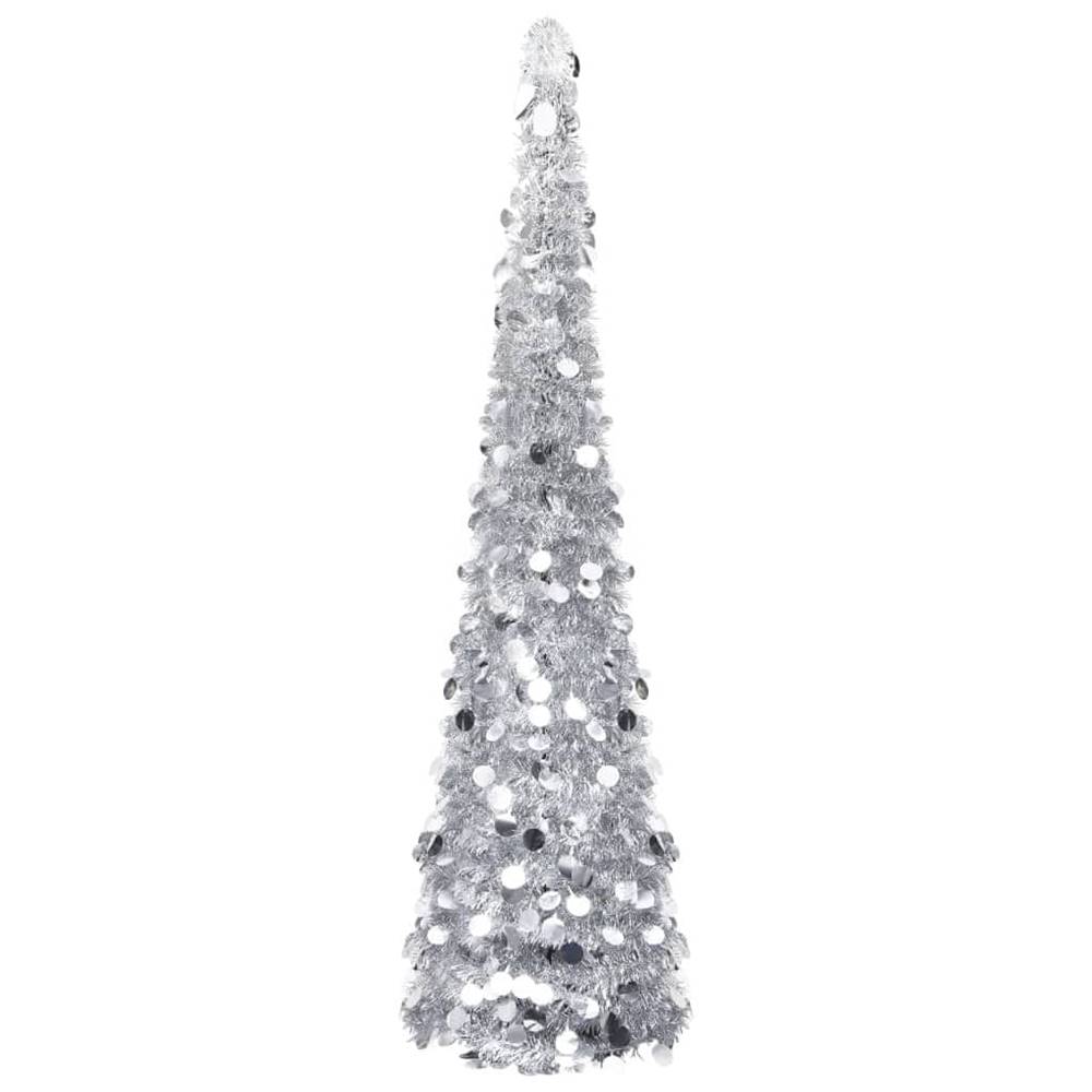 Vidaxl  Rozkladací umelý vianočný stromček strieborný 150 cm PET značky Vidaxl