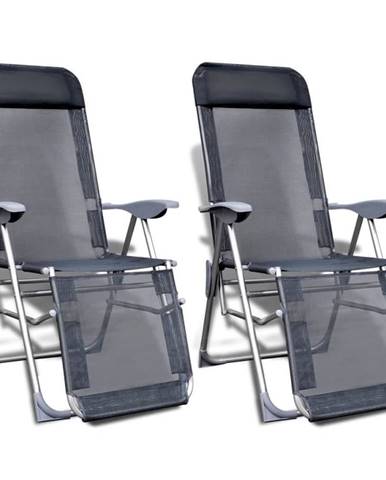 Vidaxl Skladacie záhradné stoličky 2 ks,  hliník a textilén,  sivé