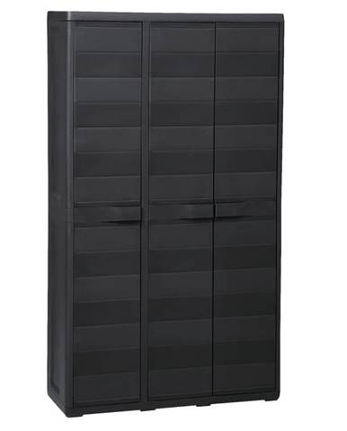 Vidaxl Záhradná skladoavcia skrinka s 4 policami,  čierna