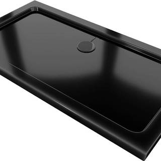 Mexen Flat,  akrylátová sprchová vanička 130x70x5 cm SLIM,  čierna,  čierny sifón,  40707013B