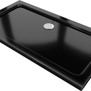 Mexen Slim,  obdĺžniková sprchová vanička 130x70x5 cm,  čierna,  chrómový sifón,  40707013