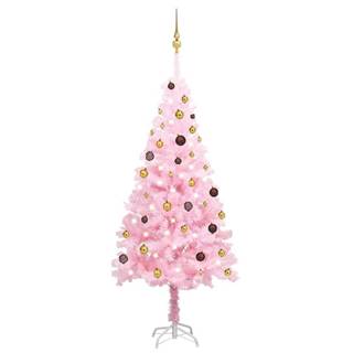 Vidaxl  Umelý vianočný stromček s LED a guľami ružový 180 cm PVC značky Vidaxl