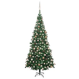 Vidaxl Umelý vianočný stromček s LED a súpravou gulí L 240 cm zelený