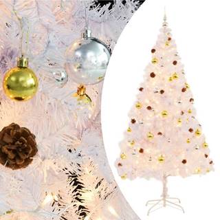 Vidaxl  Umelý vianočný stromček s ozdobami a LED diódami,  biely 210 cm značky Vidaxl