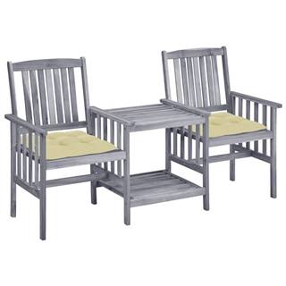 Vidaxl Záhradné stoličky s čajovým stolíkom a vankúšmi akáciový masív