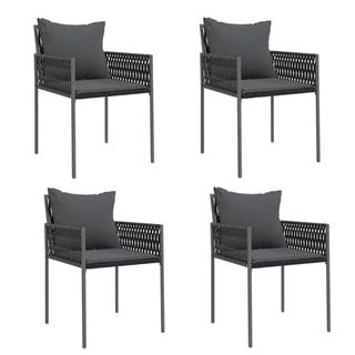 Vidaxl Záhradné stoličky s vankúšmi 4 ks čierne 54x61x83 cm polyratan