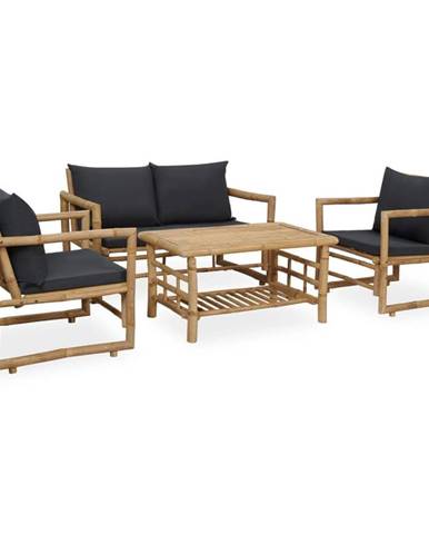 Petromila vidaXL 4-dielna záhradná sedacia súprava s vankúšmi bambus