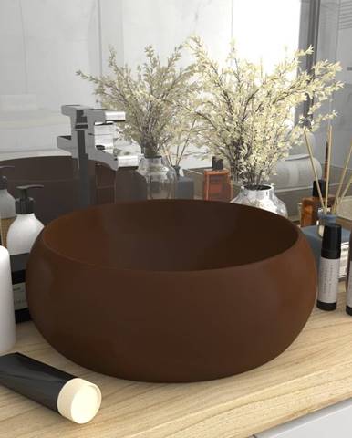 Vidaxl Luxusné umývadlo,  okrúhle,  matné tmavohnedé 40x15 cm,  keramika
