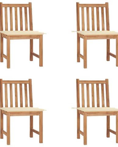 Vidaxl Záhradné stoličky 4 ks s podložkami tíkový masív