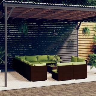 Vidaxl 13-dielna záhradná sedacia súprava s vankúšmi hnedá polyratan