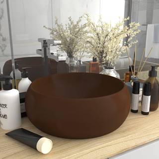 Vidaxl Luxusné umývadlo,  okrúhle,  matné tmavohnedé 40x15 cm,  keramika