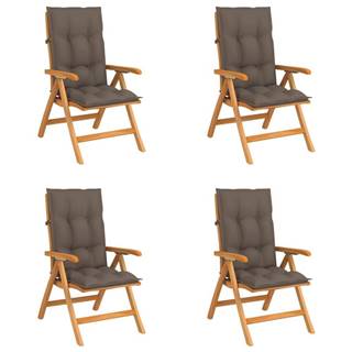 Vidaxl Sklápacie záhradné stoličky s podložkami 4 ks tíkový masív