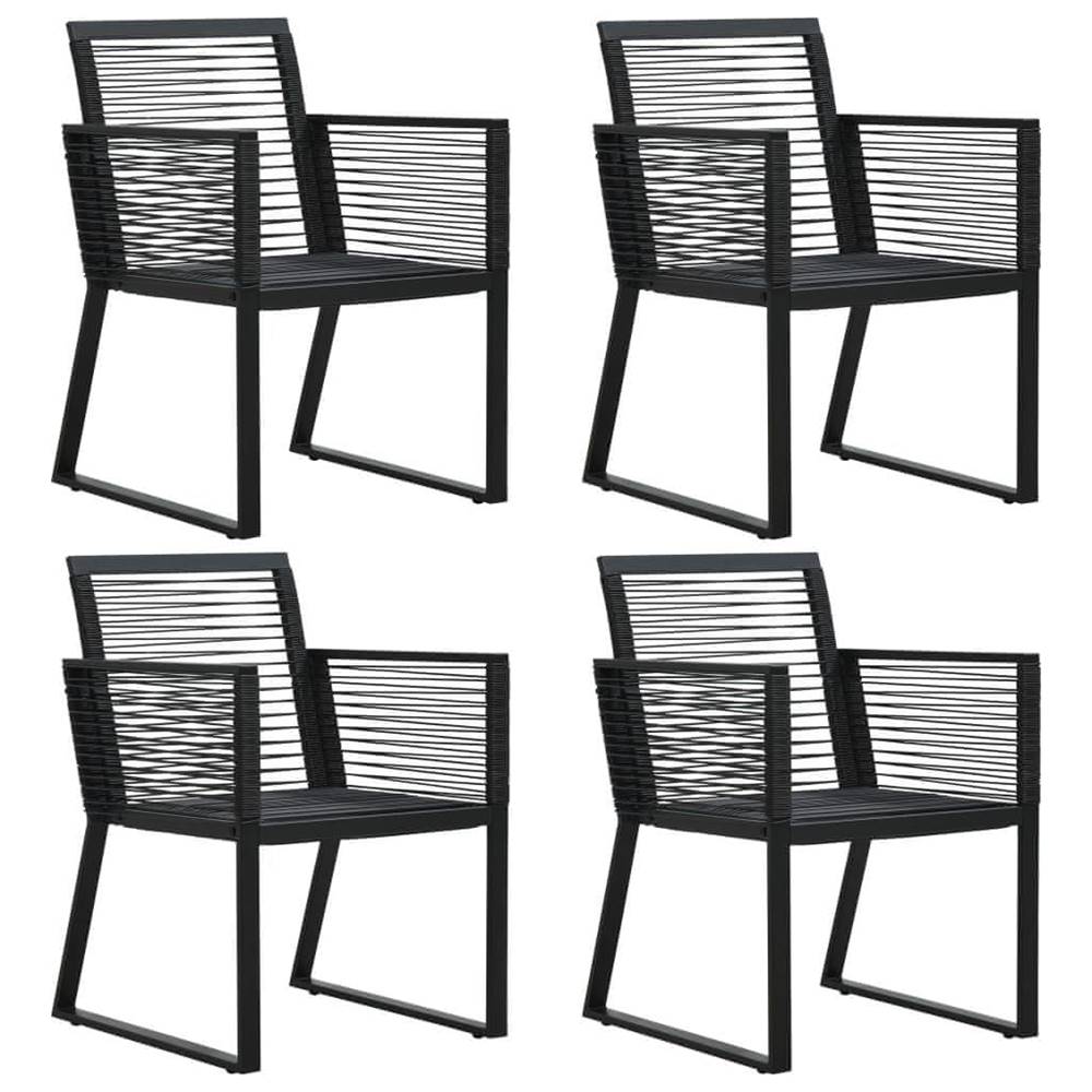Vidaxl  Záhradné stoličky 4 ks,  s povrázkami,  ratan,  čierne značky Vidaxl