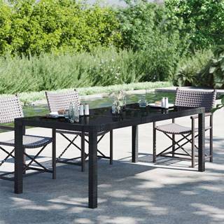 Petromila   Záhradný stôl čierny 190x90x75 cm tvrdené sklo a polyratan značky Petromila