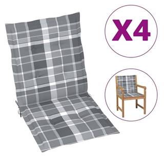 Vidaxl Podložky na záhradné stoličky 4 ks,  sivé,  kockované 100x50x4 cm