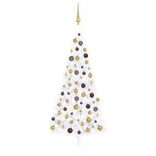 Vidaxl  Umelý vianočný pol stromček s LED a súpravou gulí biely 180 cm značky Vidaxl