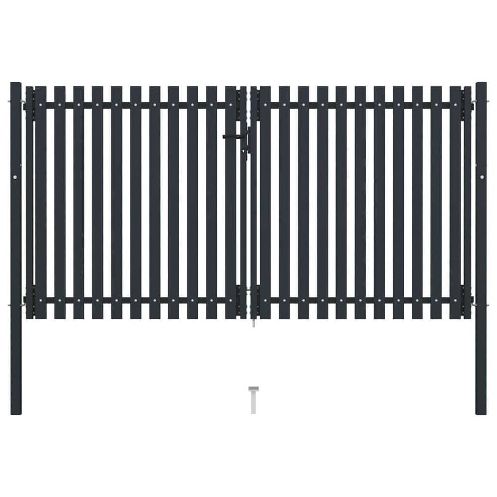 Vidaxl  Dvojkrídlová plotová brána,  oceľ 306x200 cm,  antracitová značky Vidaxl