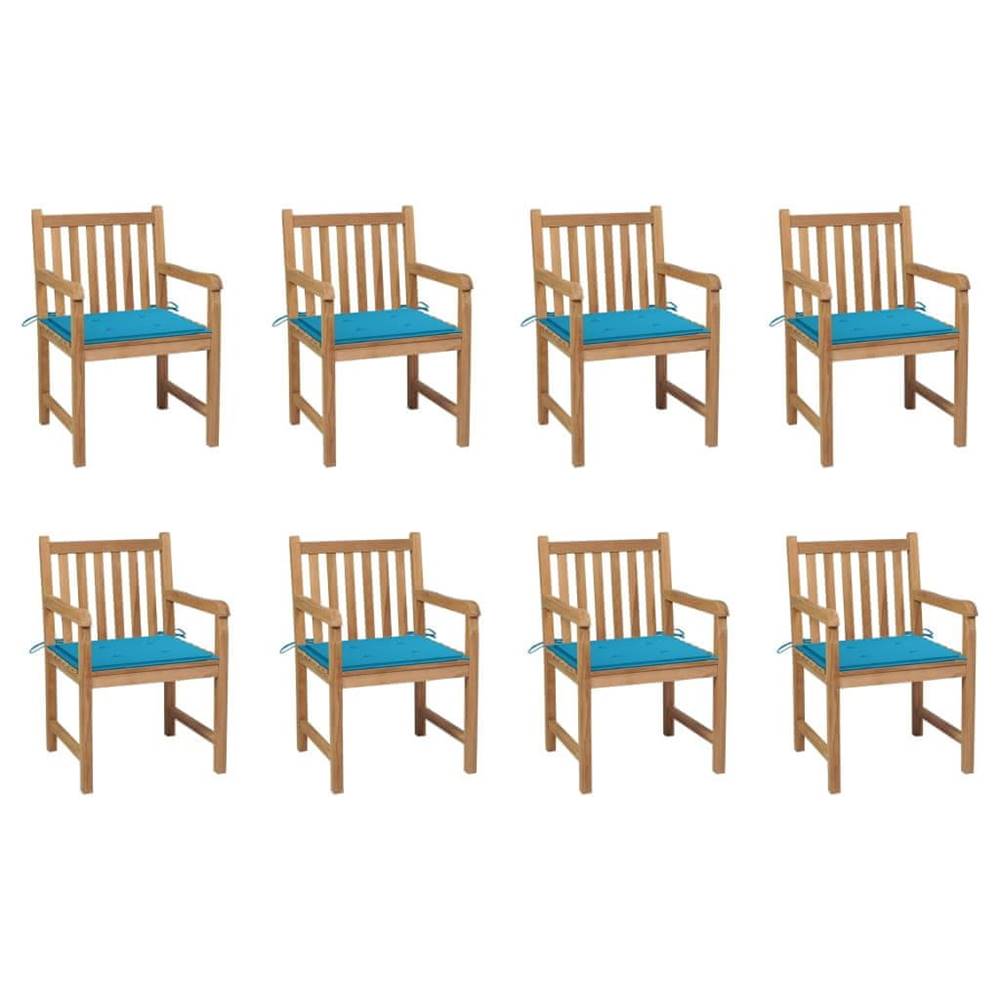 Vidaxl  Záhradné stoličky 8 ks s modrými podložkami tíkový masív značky Vidaxl