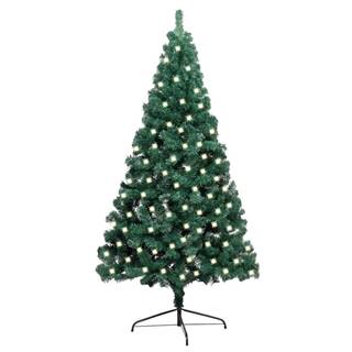 Vidaxl Umelý polovičný vianočný stromček s LED a podstavcom zelený 120 cm PVC