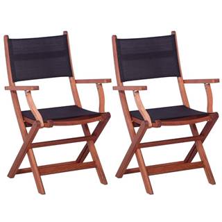 Vidaxl Záhradné stoličky eukalyptové drevo a textilén 2 ks čierne