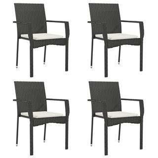Vidaxl  Záhradné stoličky so sedákmi 4 ks polyratanové čierne značky Vidaxl