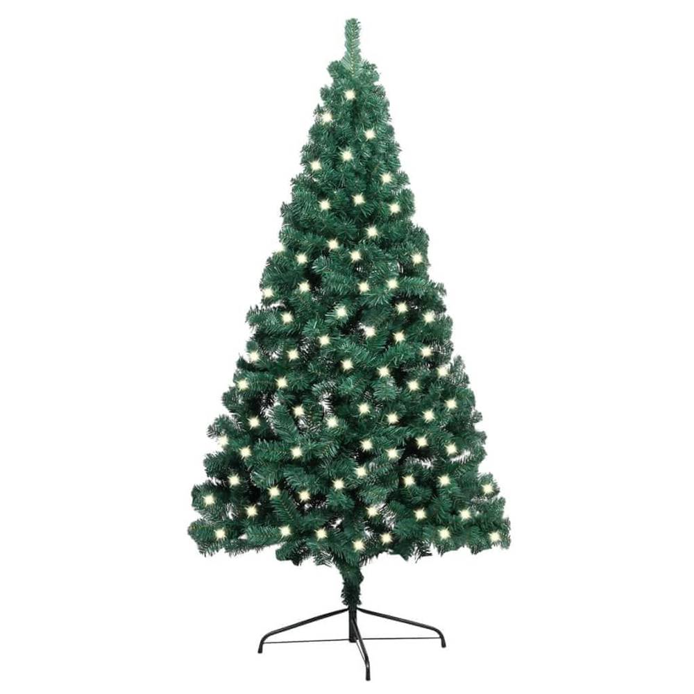Vidaxl  Umelý polovičný vianočný stromček s LED a podstavcom zelený 120 cm PVC značky Vidaxl