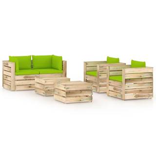 Petromila vidaXL 6-dielna záhradná sedacia súprava s podložkami zelené impregnované drevo