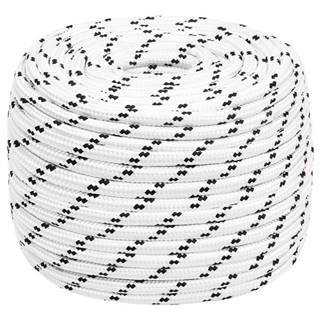 Vidaxl Pletené lodné lano biele 14 mm x 100 m polyester