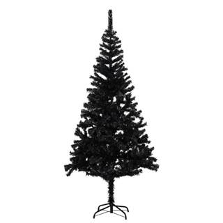Vidaxl Umelý vianočný stromček s podstavcom,  čierny 210 cm,  PVC