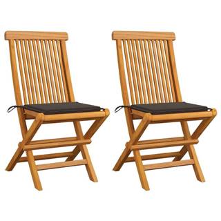 Vidaxl Záhradné stoličky,  sivohnedé podložky 2 ks,  tíkový masív