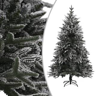 Vidaxl Zasnežený umelý vianočný stromček zelený 210 cm PVC&PE