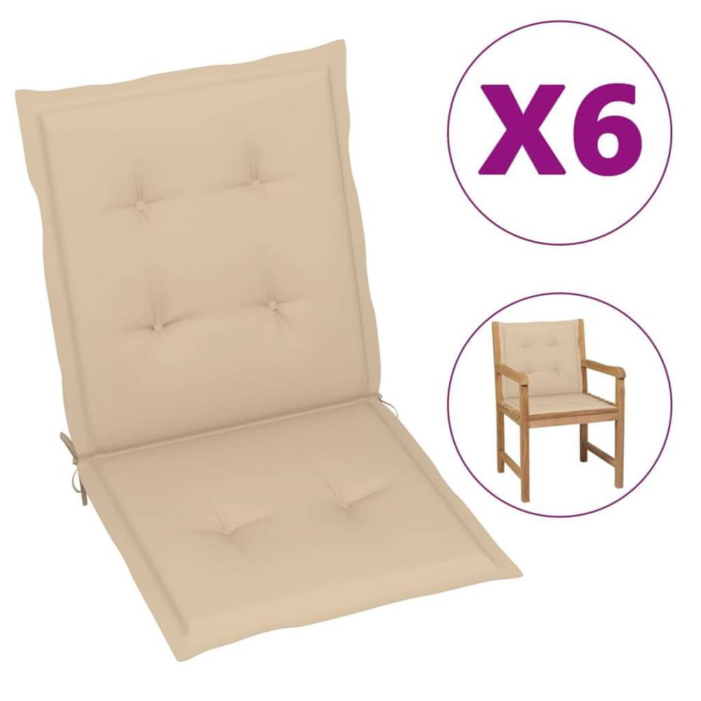 Vidaxl  Podložky na záhradné stoličky 6 ks,  béžové 100x50x4 cm značky Vidaxl