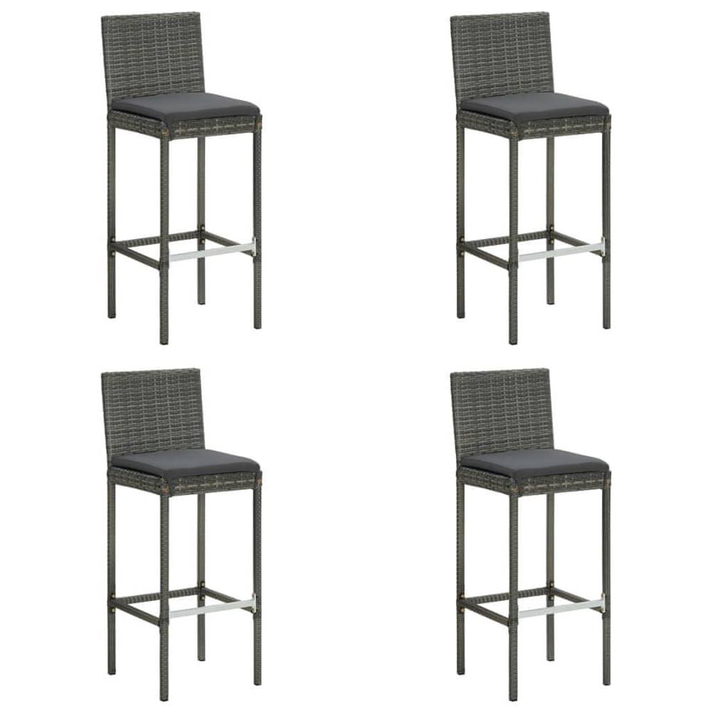 Vidaxl  Záhradné barové stoličky s vankúšmi 4 ks sivé polyratan značky Vidaxl