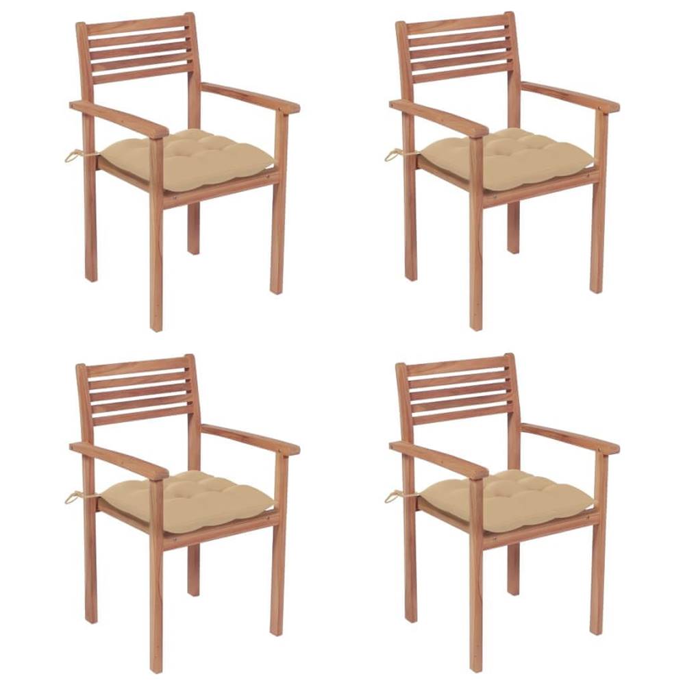 Vidaxl  Záhradné stoličky 4 ks béžové podložky teakový masív značky Vidaxl