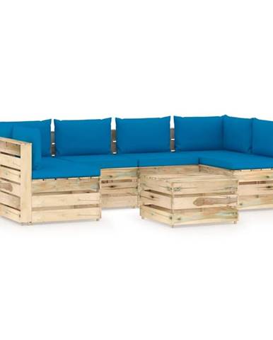 Vidaxl 7-dielna záhradná sedacia súprava s podložkami zelené impregnované drevo