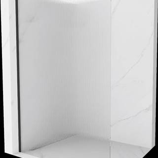 Mexen Kioto,  sprchová zástena 140 x 200 cm,  8mm sklo s rebrovým vzorom,  čierny profil,  800-140-101-70-09