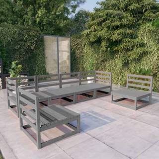 Vidaxl 6-dielna záhradná sedacia súprava sivá borovicový masív