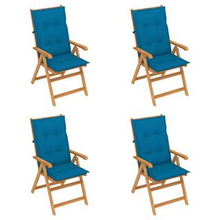 Vidaxl  Záhradné stoličky 4 ks s modrými podložkami tíkový masív značky Vidaxl