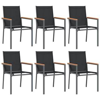 Vidaxl Záhradné stoličky 6 ks čierne 55x61, 5x90 cm textilén a oceľ