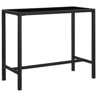 Vidaxl Záhradný barový stôl čierny 130x60x110 cm polyratan a sklo