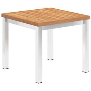 Vidaxl Záhradný príručný stôl 45x45x38 cm teakový masív a nehrdzavejúca oceľ