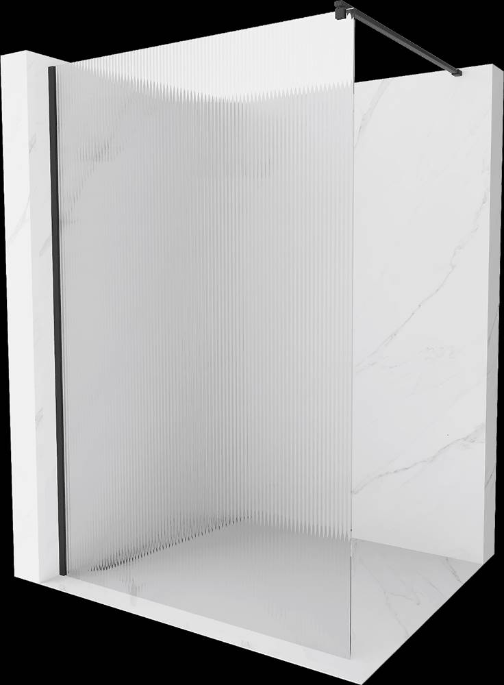 Mexen  Kioto,  sprchová zástena 140 x 200 cm,  8mm sklo s rebrovým vzorom,  čierny profil,  800-140-101-70-09 značky Mexen