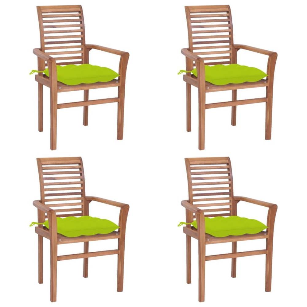 Vidaxl  Jedálenské stoličky 4 ks bledozelené podložky tíkový masív značky Vidaxl