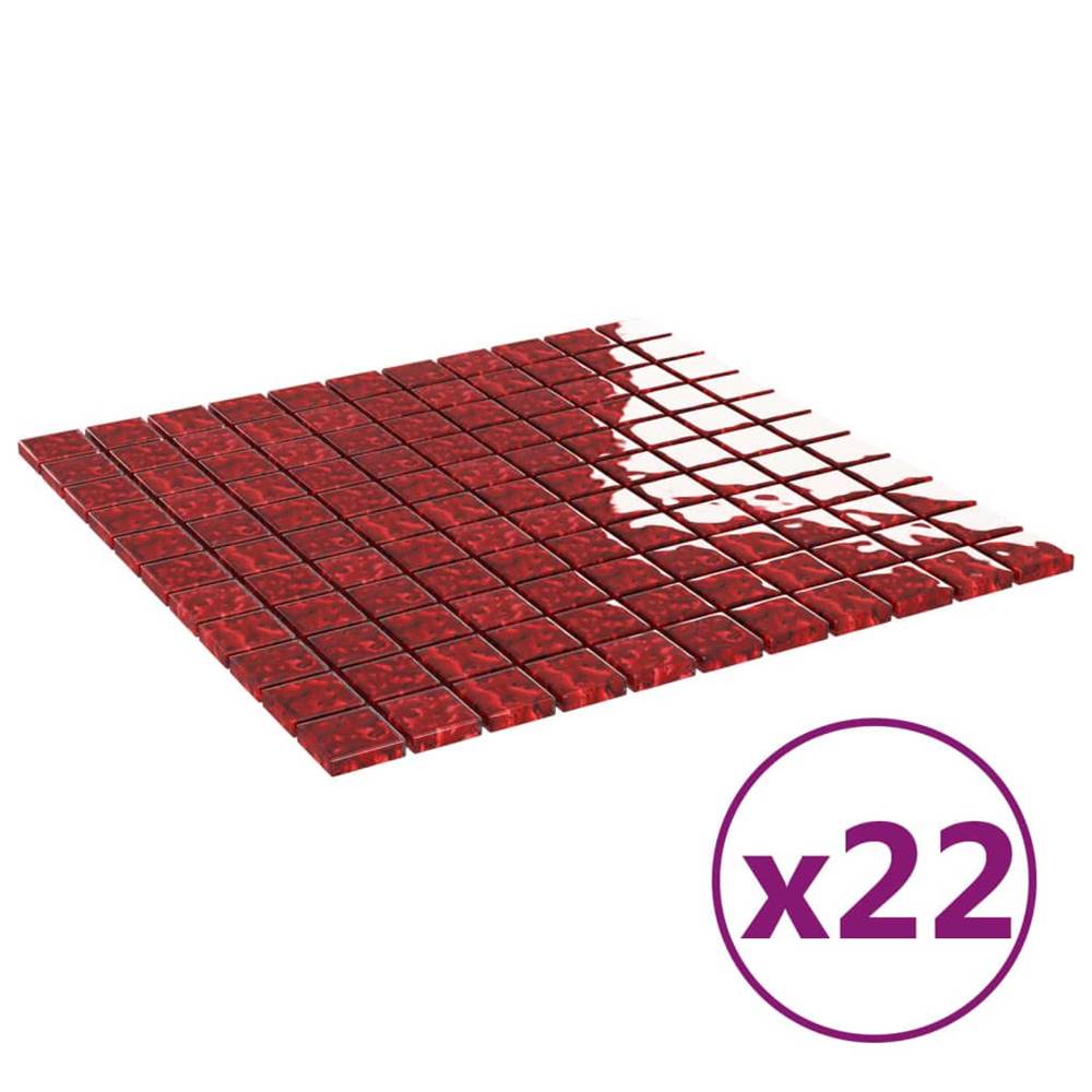Vidaxl  Mozaikové dlaždice 22 ks,  červené 30x30 cm,  sklo značky Vidaxl