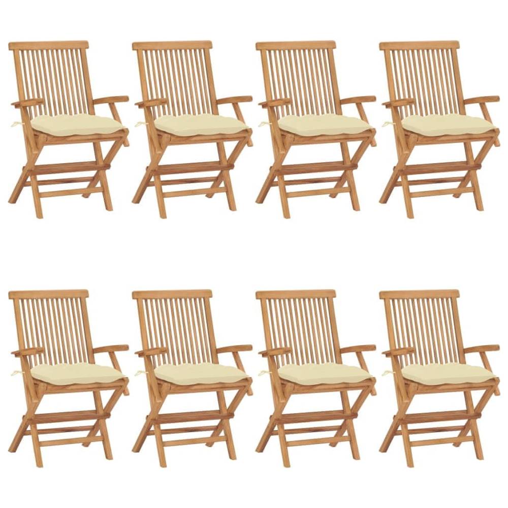 Vidaxl  Záhradné stoličky s krémovo-bielymi podložkami 8 ks tíkový masív značky Vidaxl