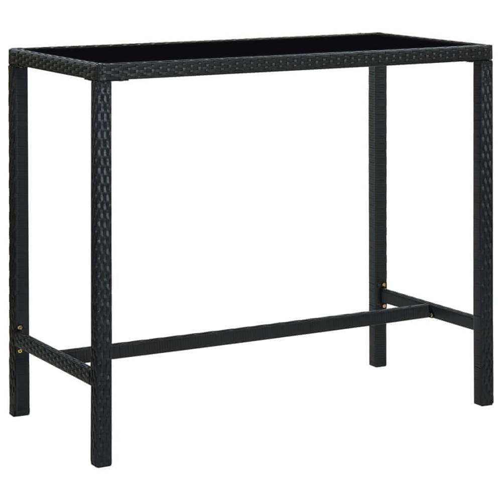 Vidaxl  Záhradný barový stôl čierny 130x60x110 cm polyratan a sklo značky Vidaxl