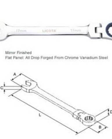 Licota Očkoplochý račňový flexibilný kľúč 19 mm - LIARW12M19HT