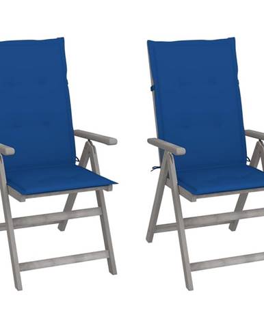 Vidaxl Záhradné sklápacie stoličky 2 ks s podložkami akáciový masív