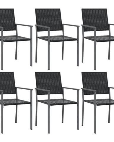 Vidaxl Záhradné stoličky 6 ks čierne 54x62, 5x89 cm polyratan